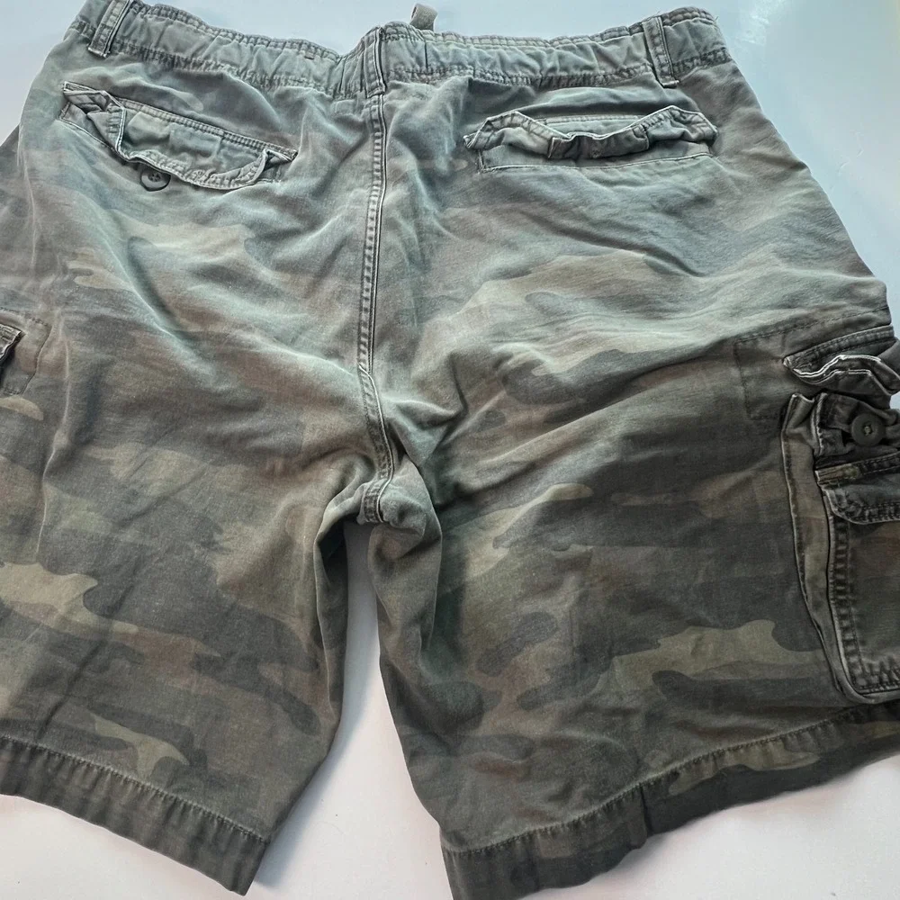 Men's Camo Cargo Shorts Size 42 Camo Green All Cotton Faded Glory